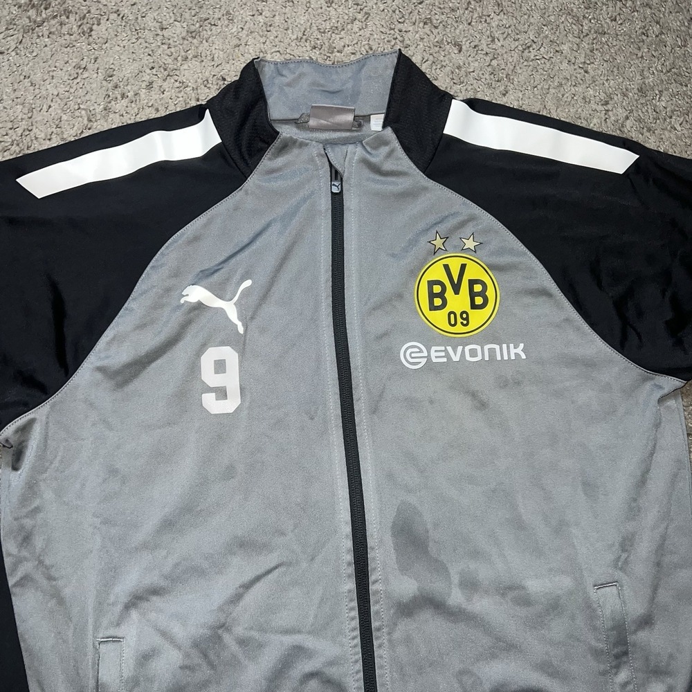 Puma Borussia Dortmund  BVB  Vintage Track Jacket Gray Black Size M